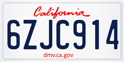 CA license plate 6ZJC914