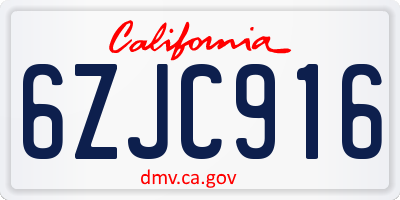 CA license plate 6ZJC916
