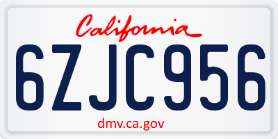 CA license plate 6ZJC956