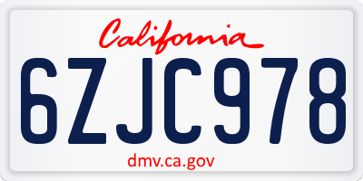 CA license plate 6ZJC978