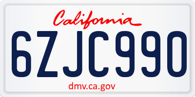 CA license plate 6ZJC990