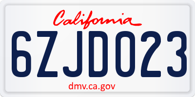 CA license plate 6ZJD023