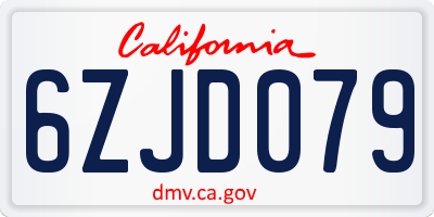 CA license plate 6ZJD079