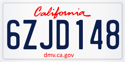 CA license plate 6ZJD148