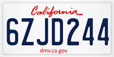 CA license plate 6ZJD244