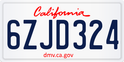 CA license plate 6ZJD324