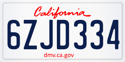 CA license plate 6ZJD334