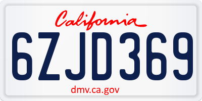 CA license plate 6ZJD369
