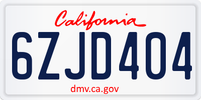 CA license plate 6ZJD404