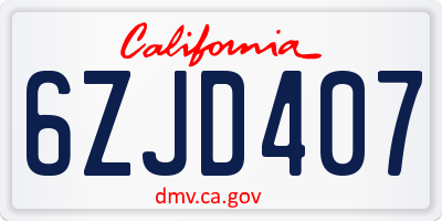 CA license plate 6ZJD407