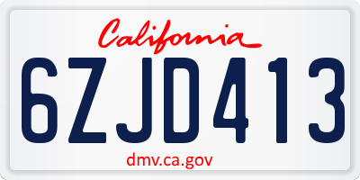 CA license plate 6ZJD413
