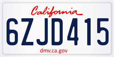 CA license plate 6ZJD415