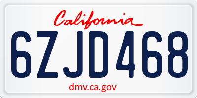 CA license plate 6ZJD468