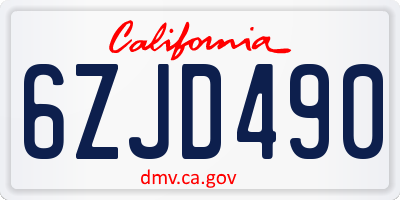 CA license plate 6ZJD490