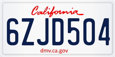 CA license plate 6ZJD504