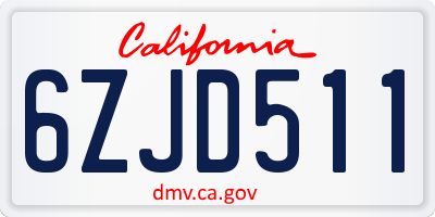 CA license plate 6ZJD511