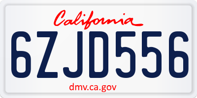 CA license plate 6ZJD556