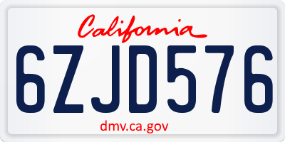 CA license plate 6ZJD576