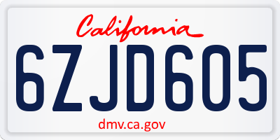 CA license plate 6ZJD605