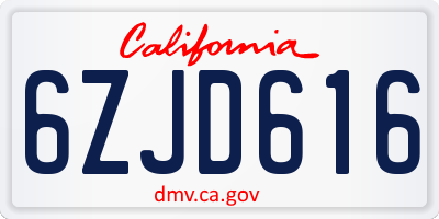 CA license plate 6ZJD616