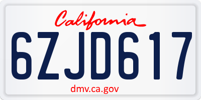CA license plate 6ZJD617