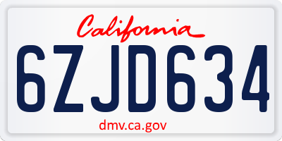 CA license plate 6ZJD634