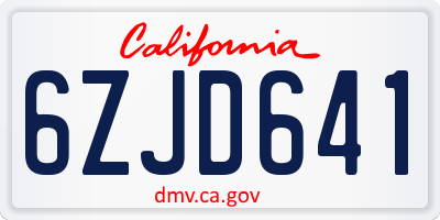 CA license plate 6ZJD641