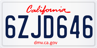 CA license plate 6ZJD646