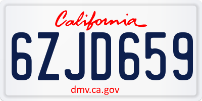 CA license plate 6ZJD659