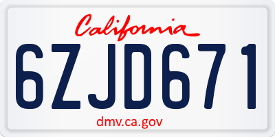 CA license plate 6ZJD671