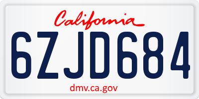 CA license plate 6ZJD684