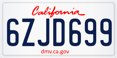 CA license plate 6ZJD699