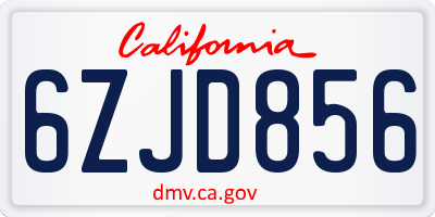CA license plate 6ZJD856