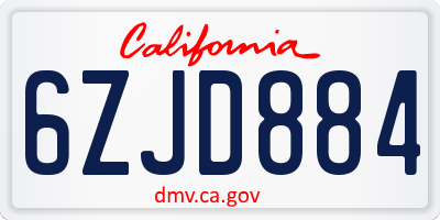 CA license plate 6ZJD884