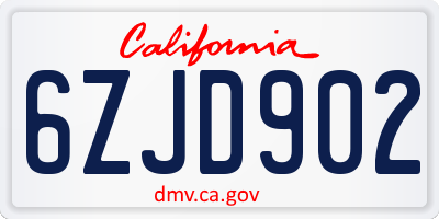 CA license plate 6ZJD902