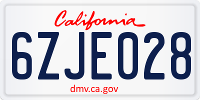 CA license plate 6ZJE028
