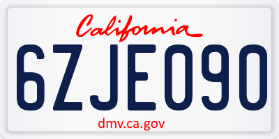 CA license plate 6ZJE090