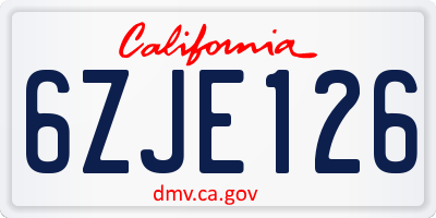 CA license plate 6ZJE126