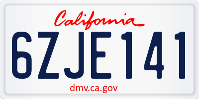 CA license plate 6ZJE141