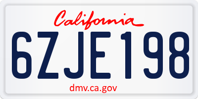 CA license plate 6ZJE198