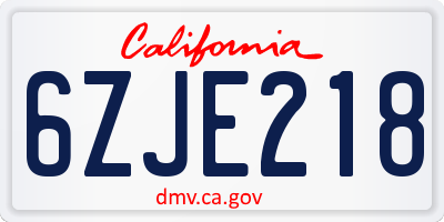 CA license plate 6ZJE218