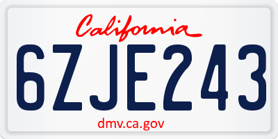 CA license plate 6ZJE243