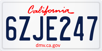 CA license plate 6ZJE247