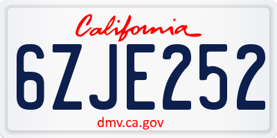 CA license plate 6ZJE252