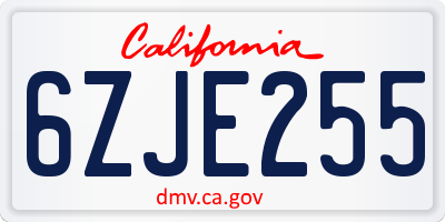 CA license plate 6ZJE255