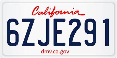 CA license plate 6ZJE291