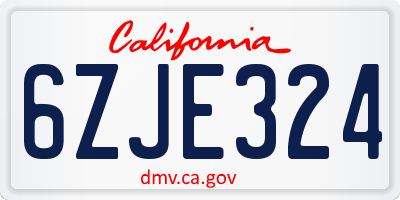 CA license plate 6ZJE324