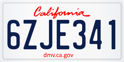 CA license plate 6ZJE341