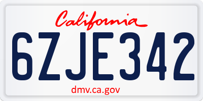 CA license plate 6ZJE342