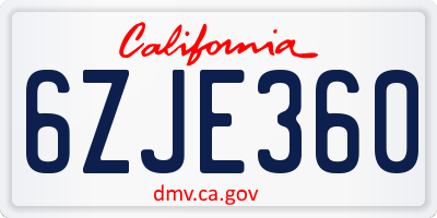 CA license plate 6ZJE360